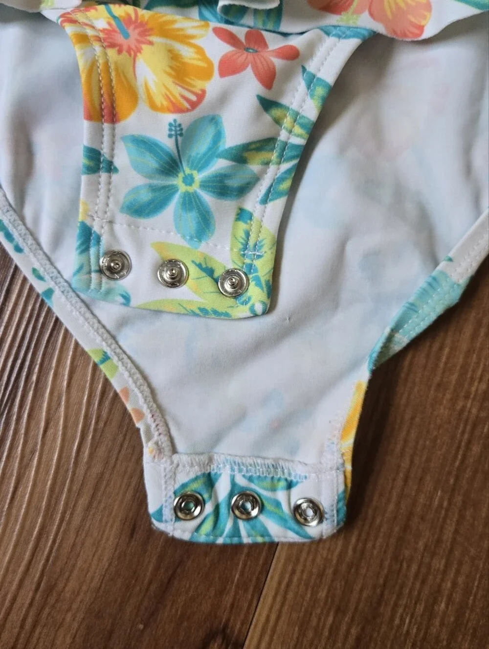 Little Me Girls 4T Hawaiian Floral One Piece Long Sleeve Rashguard EUC